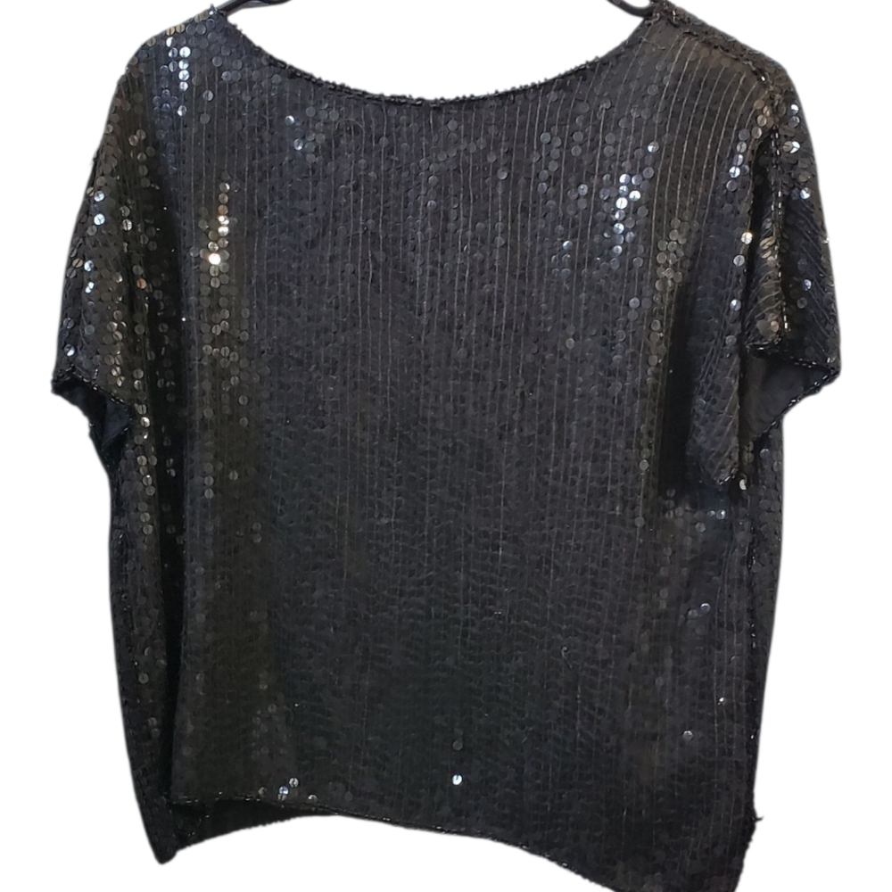 Shimmer Black Sequin Top Size Medium